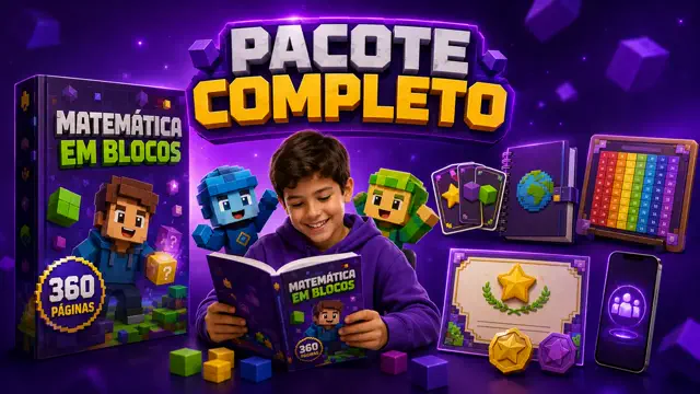 Mockup horizontal da apostila Matemática em Blocos com os cinco bônus